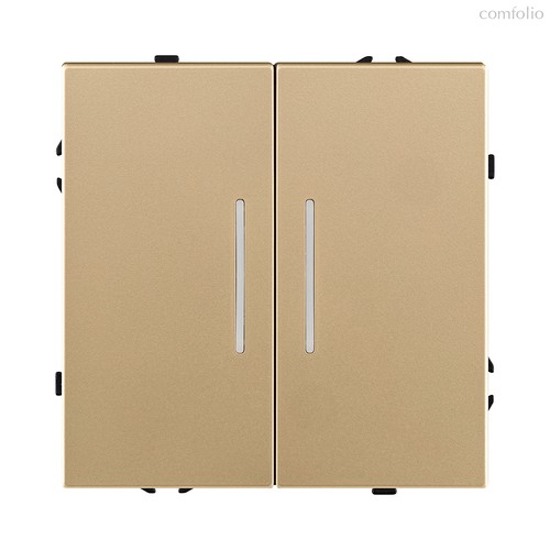 Выключатель 2-клавишный 10А/250В с LED подсветкой, золотой Kollinger Eclipse EC-010GD - Kollinger