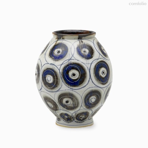 Ваза Spotted Wide высота 18, цвет белый/коричневый/синий - Cosmo