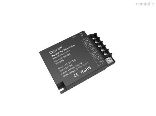 RGB контроллер , напряжение питания 12-36V, 3х10А, выходная мощность 1×(360-1080)W, RF 2,4Ghz, - Donel
