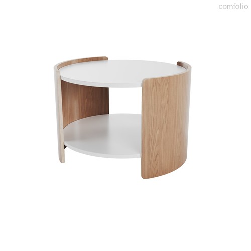 Столик Lagom D 65 см высота 45 см (белый, натуральный дуб) - Ellipse
