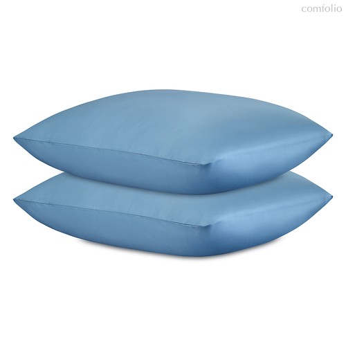 Набор наволочек из премиального сатина джинсово-синего цвета из коллекции Essential, 70х70 см - Tkano