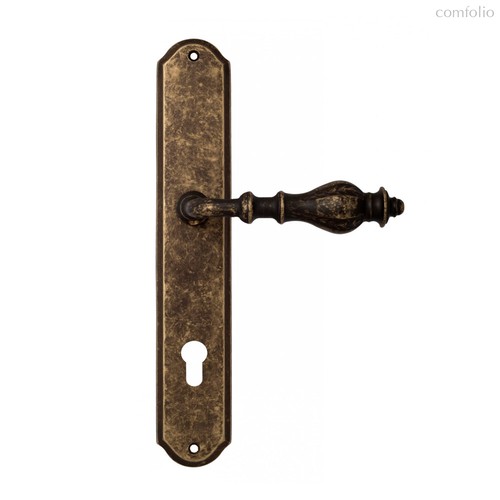 Дверная ручка Venezia Gifestion CYL на планке PL02 античная бронза - Venezia Collezione