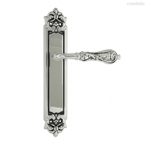 Дверная ручка Venezia Monte Cristo на планке PL96 натуральное серебро + черный - Venezia Collezione