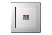 Розетки и выключатели: Устройство зарядное USB (A+A) 3,4А, алюминий, Classic - Kanlux