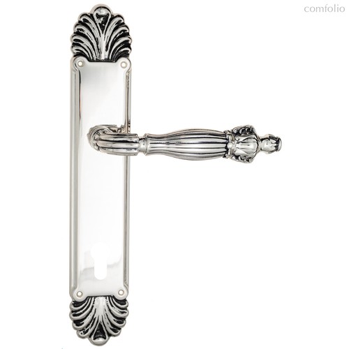 Дверная ручка Venezia Olimpo CYL на планке PL87 натуральное серебро + черный - Venezia Collezione