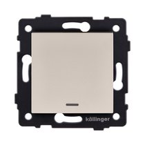 Выключатель кнопочный 1-клавишный 10А/250В с LED подсветкой, золотой Kollinger REA-S-013GD для Aspekt, Eleganz, Reflex - Kollinger