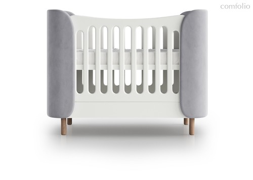 Кроватка KIDI Soft mini cпальное место 60*120 см антивандальная ткань (серый) - Ellipse