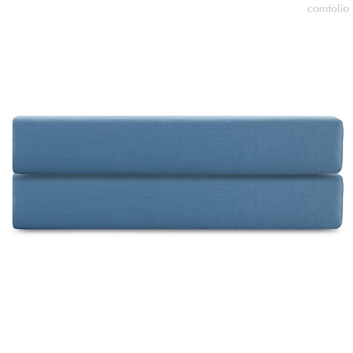 Простыня на резинке из премиального сатина джинсово-синего цвета из коллекции Essential, 160х200х30 - Tkano