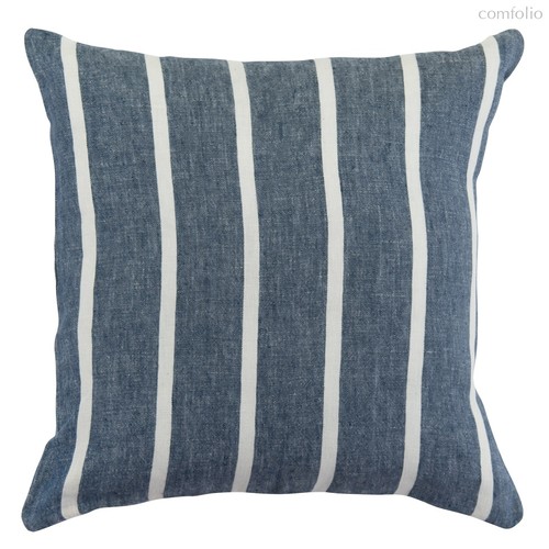 Чехол на подушку декоративный в полоску темно-синего цвета из коллекции Essential, 45х45 см, 45x45 - Tkano