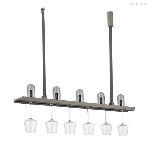 LED подвес, Copenhagen , 20Вт (LED 5x0, 5Вт+светодиодная лента 17, 5Вт), L1200xW120xH2200 мм, 1136Лм, AC220В, Ra90, 70°, 3000К, IP20, серый, источник питания в комплекте, без бокалов - Donolux