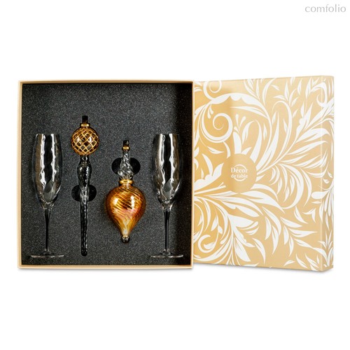 Набор подарочный Decor de table из фужеров для шампанского с елочными украшениями, п/к - Decor De Table