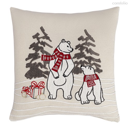 Подушка декоративная Festive bears из коллекции New Year Essential, 45х45 см - Tkano