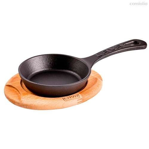 Сковорода порционная на подставке LAVA d12 см, 0,1 л, чугун, бук - Lava