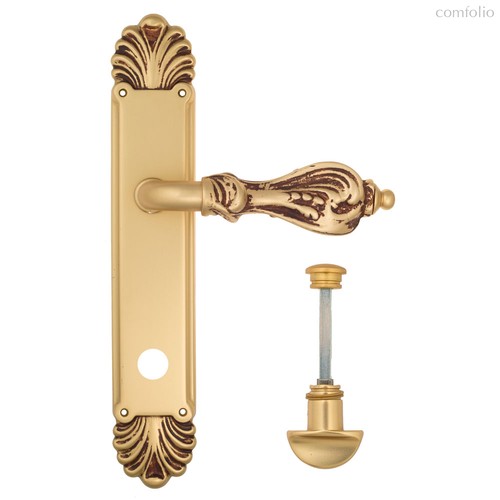 Дверная ручка Venezia Florence WC-2 на планке PL87 французское золото + коричневый - Venezia Collezione