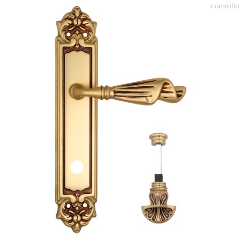 Дверная ручка Venezia Opera WC-4 на планке PL96 французское золото + коричневый - Venezia Collezione