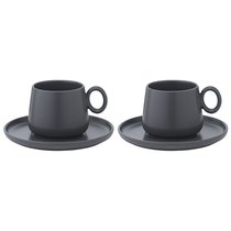 Набор из двух чайных пар темно-серого цвета из коллекции Essential, 250 мл - Tkano