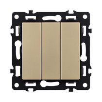 Трехклавишный выключатель 10А/250В Золотой Kollinger Asthetik AS-710GD - Kollinger