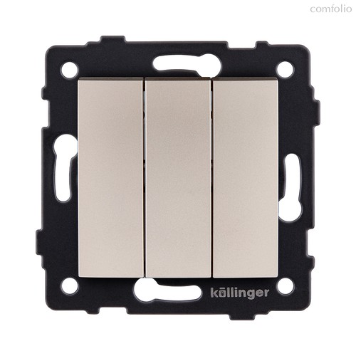 Выключатель 3-клавишный 10А/250В, изогнутый, золотой Kollinger REA-R-012GD для Aspekt, Eleganz, Reflex - Kollinger