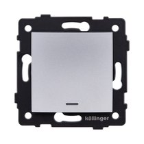 Выключатель кнопочный 1-клавишный 10А/250В с LED подсветкой, изогнутый, серый Kollinger REA-R-013GY для Aspekt, Eleganz, Reflex - Kollinger