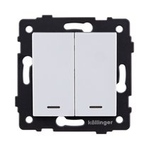 Выключатель 2-клавишный 10А/250В с LED подсветкой, белый Kollinger REA-S-008WH для Aspekt, Eleganz, Reflex - Kollinger