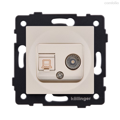 Розетка двойная TV (мама) + RJ45 Cat.6, золотой Kollinger REA-012GD для Aspekt, Eleganz, Reflex - Kollinger