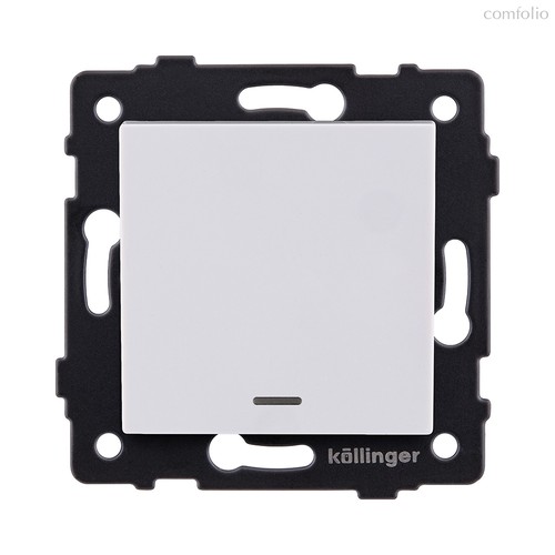 Выключатель 1-клавишный перекрестный 10А/250В с LED подсветкой, белый Kollinger REA-S-015WH для Aspekt, Eleganz, Reflex - Kollinger