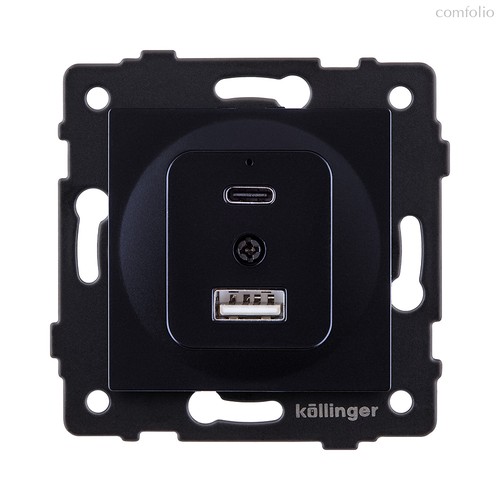 Розетка USB A+C 20W, черный Kollinger REA-037BK для Aspekt, Eleganz, Reflex - Kollinger