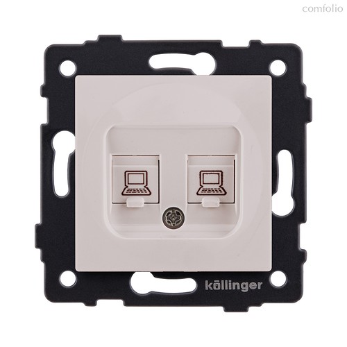 Розетка двойная Ethernet RJ45 Cat.6, кашемир матовый Kollinger REA-019CM для Aspekt, Eleganz, Reflex - Kollinger