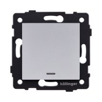 Выключатель кнопочный 1-клавишный 10А/250В с LED подсветкой, серый Kollinger REA-S-013GY для Aspekt, Eleganz, Reflex - Kollinger