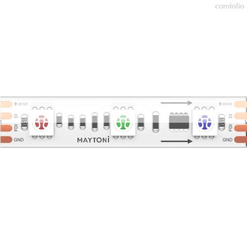 Светодиодная лента 12В 5050 14,4Вт/м 5м IP 68 Адресная (SPI) Цветная (RGB) 201245 - Maytoni