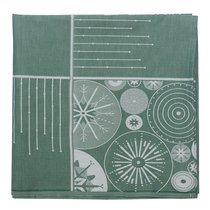 Скатерть из хлопка зеленого цвета с рисунком Ледяные узоры из коллекции New Year Essential, 180х180см - Tkano