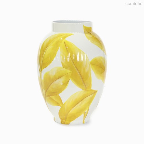 Ваза Leaf высота 55, цвет белый/желтый - Cosmo