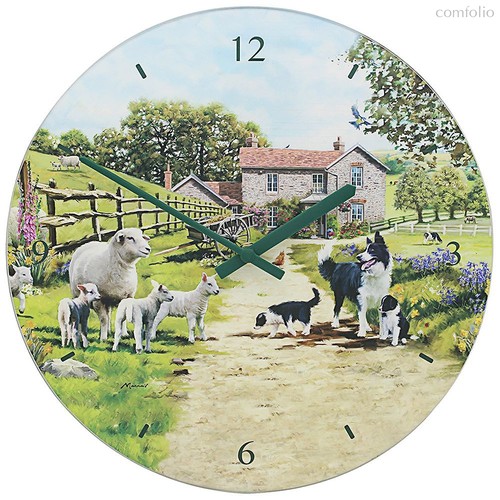 Часы настенные Lesser & Pavey Колли с овечками d30см - Lesser & Pavey