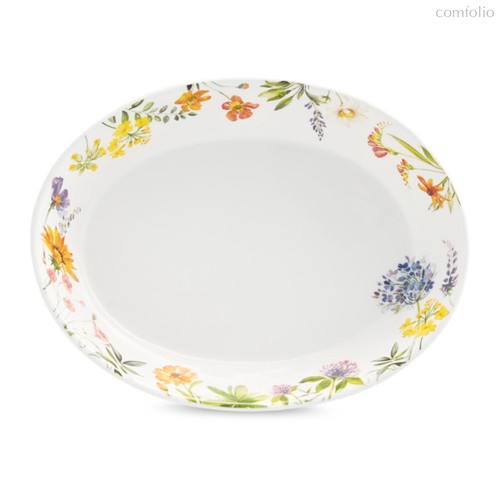 Блюдо для фруктов овальное Decor de table Полевые цветы 19,7х25,6 см, керамика, белое - Decor De Table