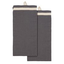 Набор из двух кухонных полотенец саржевого плетения серого цвета из коллекции Essential, 50х70 см - Tkano