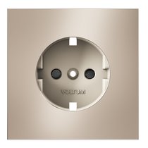 Накладка для розетки с заземлением и защитными шторками, S70 Metal платина - Voltum
