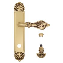 Дверная ручка Venezia Florence WC-4 на планке PL87 французское золото + коричневый - Venezia Collezione