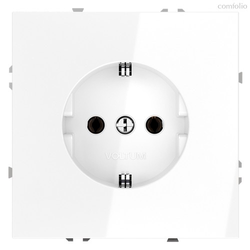 Розетка встраиваемая VOLTUM S70 с заземлением 16А, (белый глянцевый) - Voltum