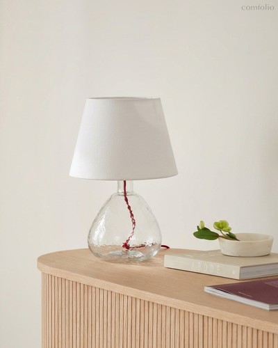 Прозрачная настольная лампа Дэми с красным проводом, цвет прозрачный - Louvre Home