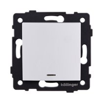 Выключатель 1-клавишный перекрестный 10А/250В с LED подсветкой, изогнутый, белый Kollinger REA-R-015WH для Aspekt, Eleganz, Reflex - Kollinger