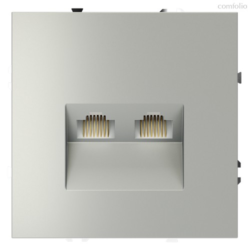 Розетка компьютерная встраиваемая VOLTUM S70 двойная RJ45+RJ45 кат.6, (сталь) - Voltum