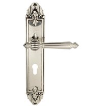 Дверная ручка Venezia Pellestrina CYL на планке PL90 натуральное серебро + черный - Venezia Collezione