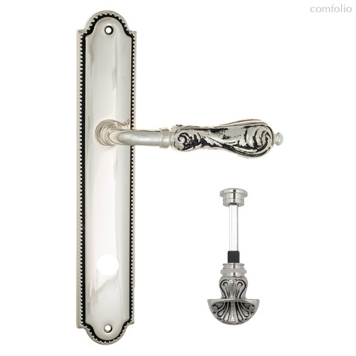Дверная ручка Venezia Monte Cristo WC-4 на планке PL98 натуральное серебро + черный - Venezia Collezione