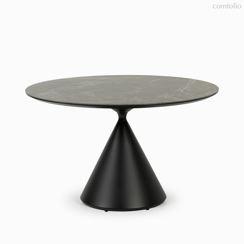 Обеденный стол Cardiff Sole диаметр 120, цвет матовый черный/черный - Cosmo Red