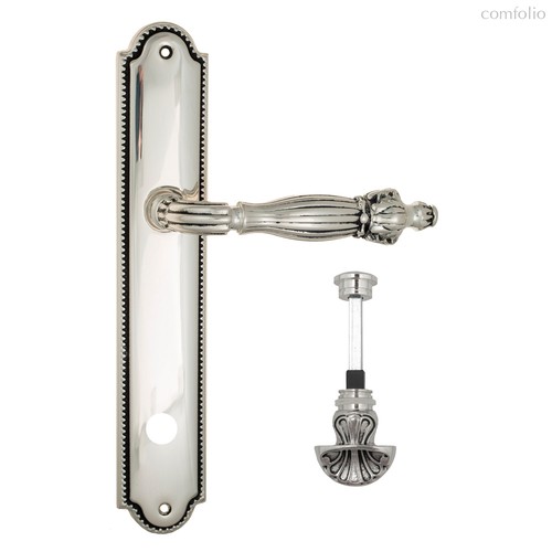 Дверная ручка Venezia Olimpo WC-4 на планке PL98 натуральное серебро + черный - Venezia Collezione