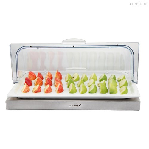 Поднос для выкладки 53x32,5x24,5 см фарфор с пласт. Roll-top крышкой + подставка с хладогеном - SUNNEX