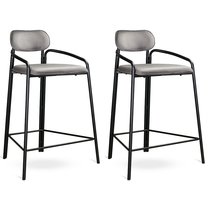 Набор из 2 полубарных стульев Ror, Round, велюр, черный/серый - Latitude