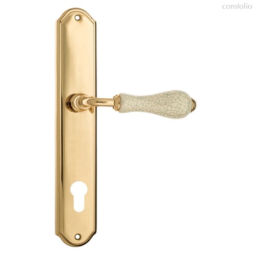 Дверная ручка Venezia Colosseo белая керамика паутинка CYL на планке PL02 полированная латунь - Venezia Collezione