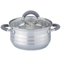 Кастрюля Agness Со Стек л Крышкой Силикон. Ручки 5,7 л 24x13,5 см, Нерж.Сталь, Индукцион. Дно