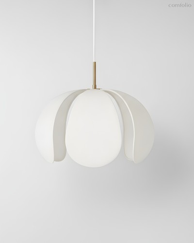 Золотой подвесной светильник Флэк с белым абажуром, цвет полированная латунь - Louvre Home